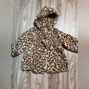 Widgeon Leopard Print Faux Fur Hooded Coat 3T